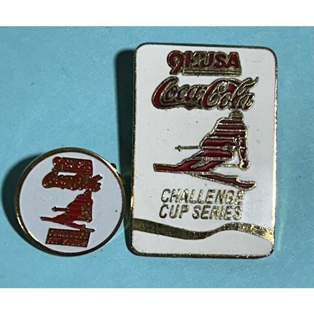 (2) Coca Cola Challenge Cup Series 9K USA Olympic Ski Skiing Training Lapel Pins